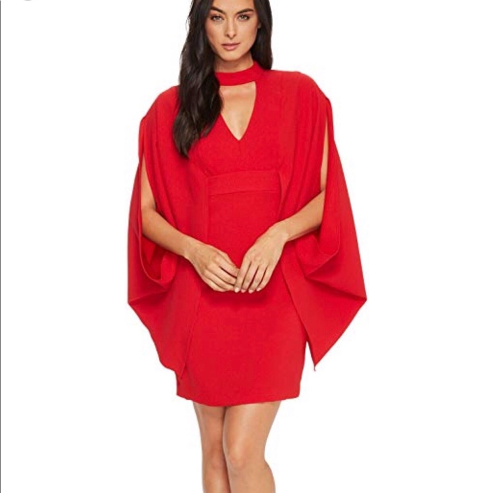 Never worn Red Trina Turk cape dress